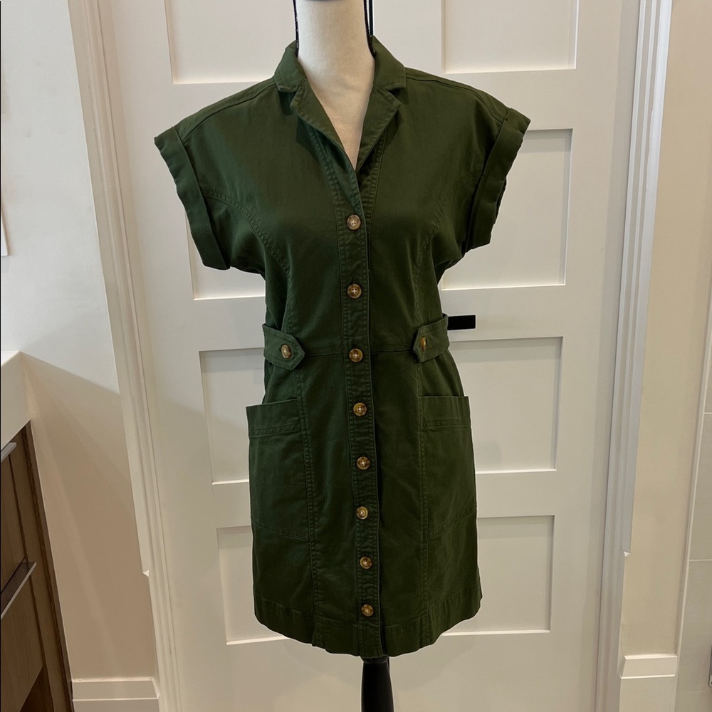 Green Jean Button-Up Dress